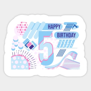 Happy birthday 5 years old, text design Sticker